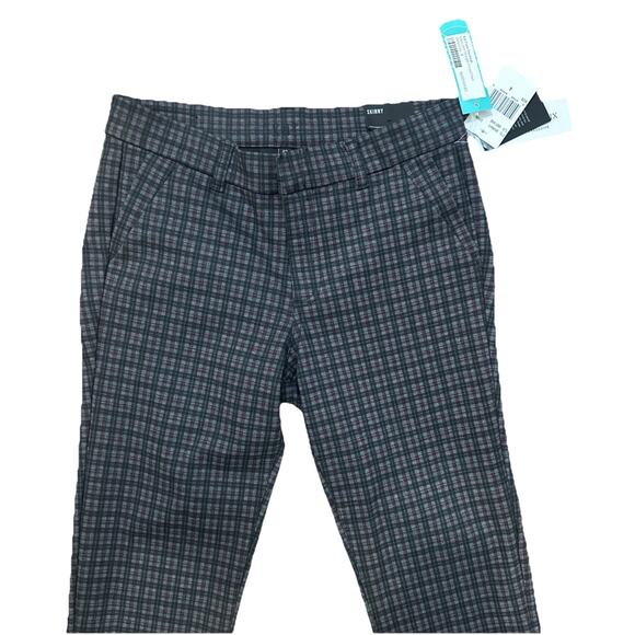Kut From The Kloth Womens Slim Straight Pant Plaid Dark Grey Red NWT - Picture 3 of 15
